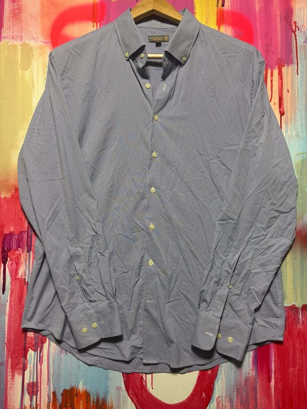 Peter Millar Summer Comfort XL Gingham Performance Button Down Shirt w SV Mono